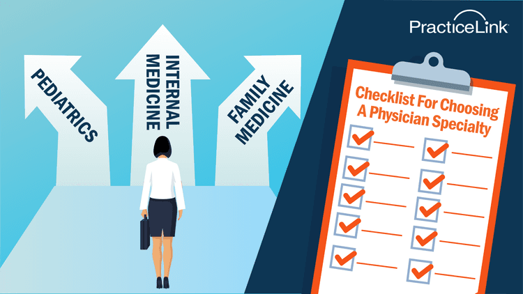 Animated image of physician choosing medical specialty