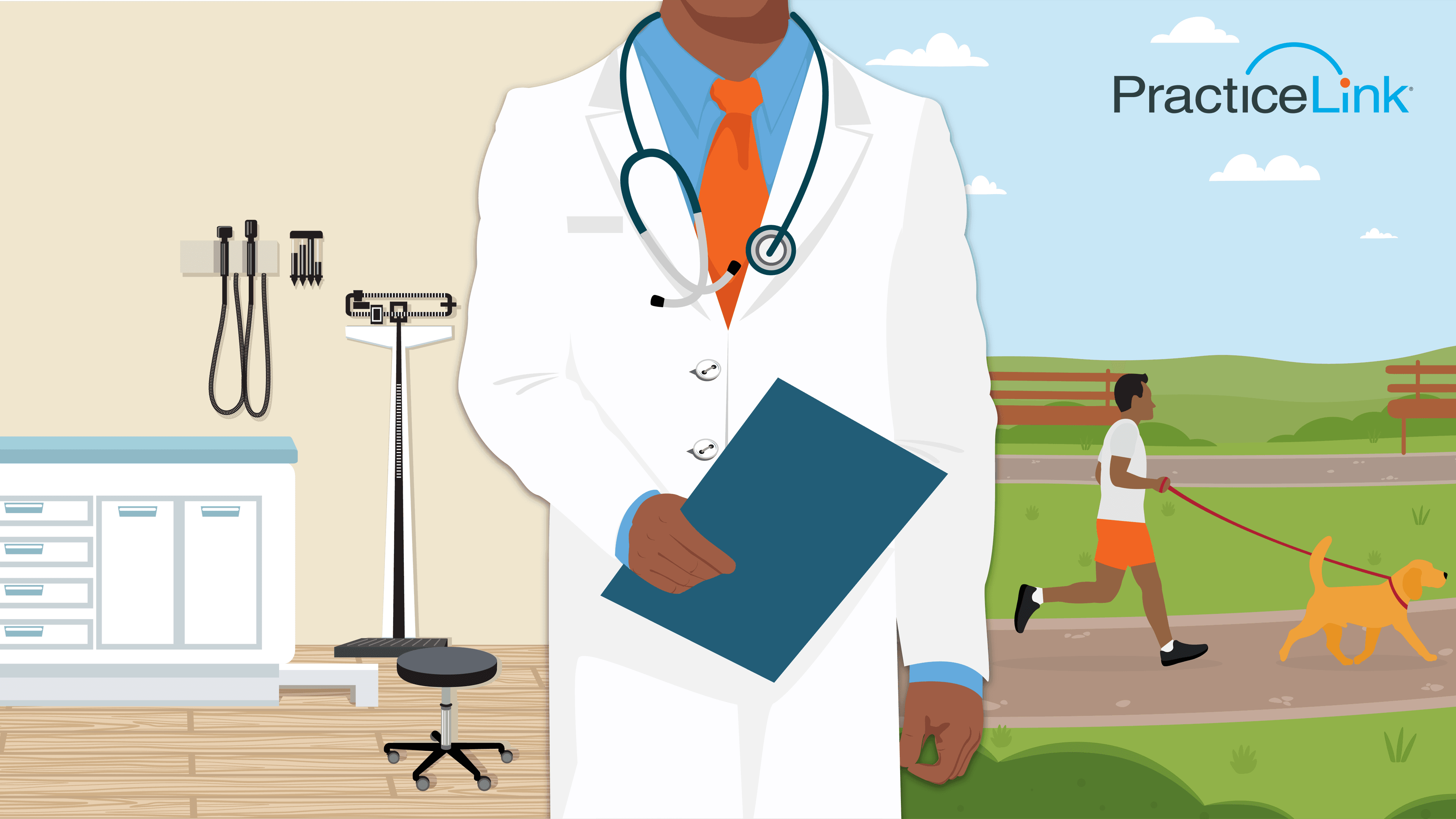 Animated image showing a physician and physician quality of life.