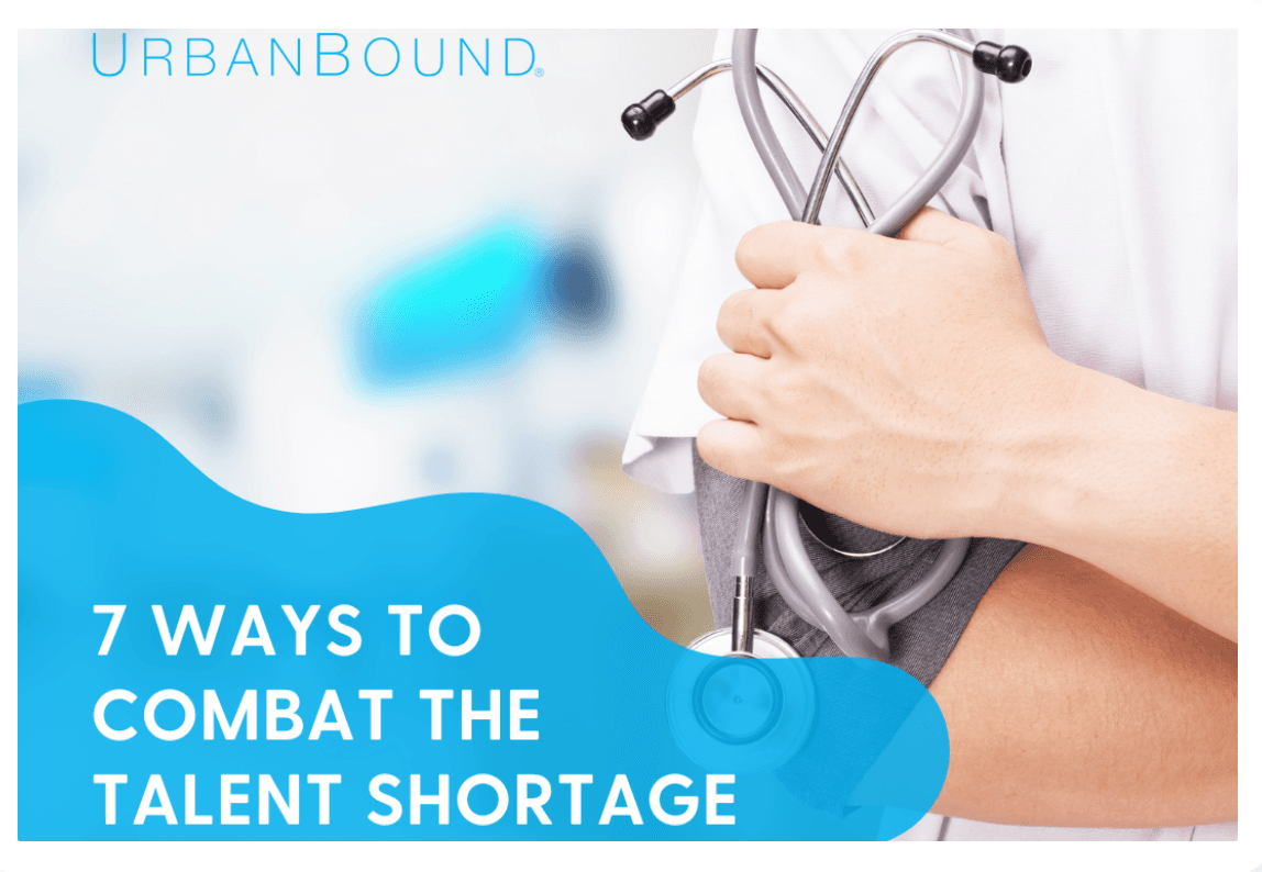 Image of physician's hands and UrbanBound logo.