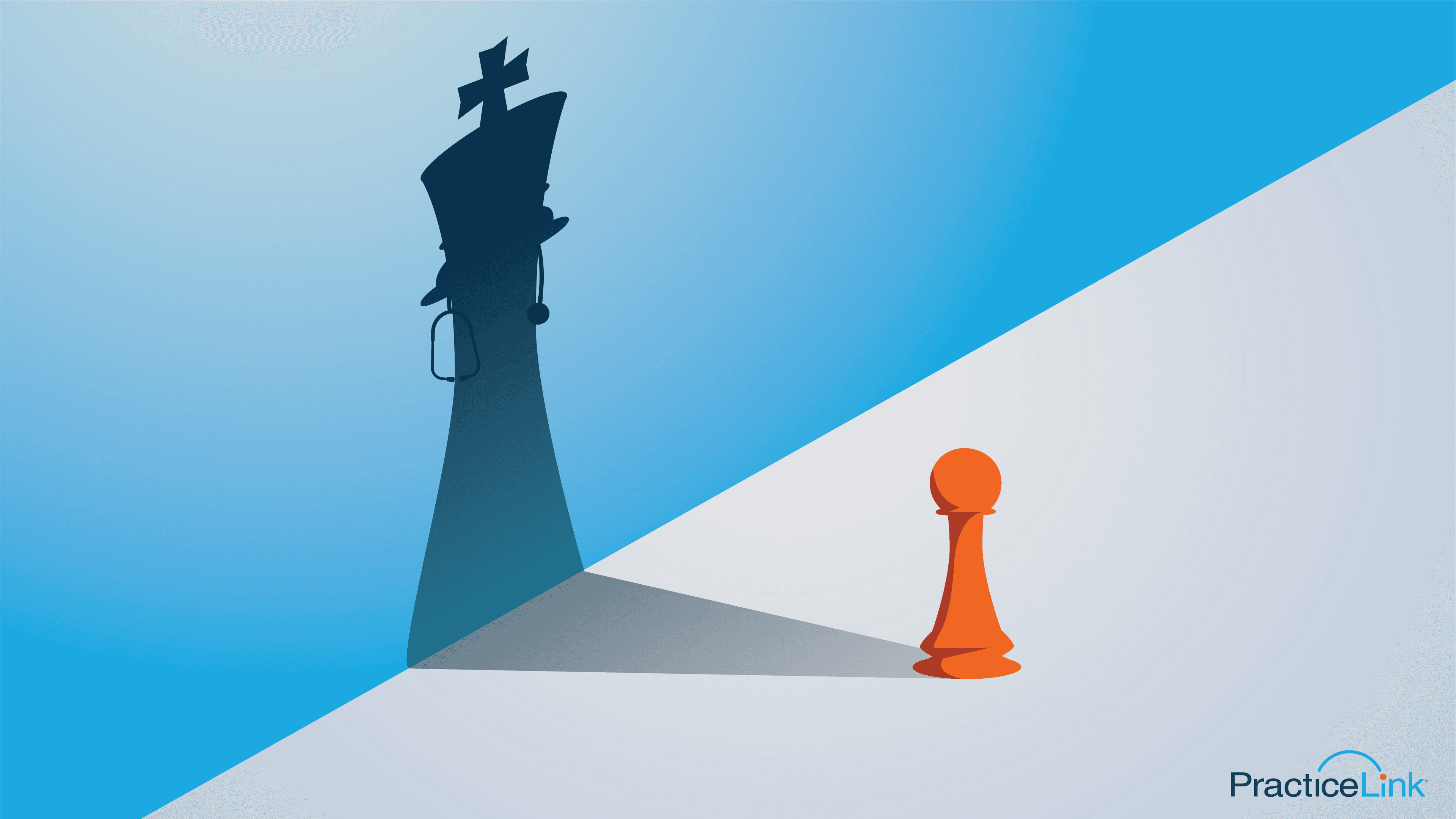 an orange pawn in the shadow of a king chess piece