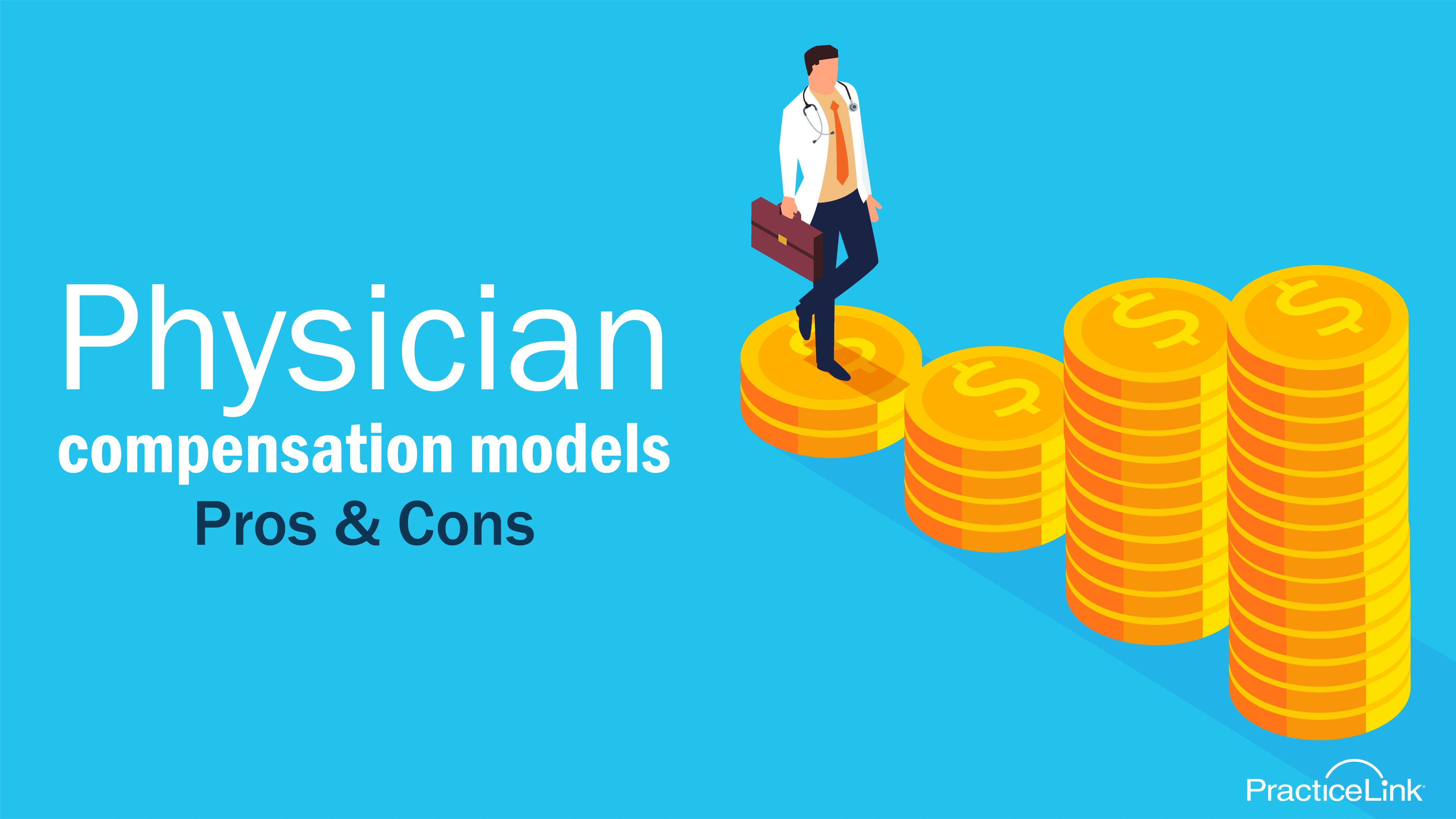 a physician walking on towers of coins