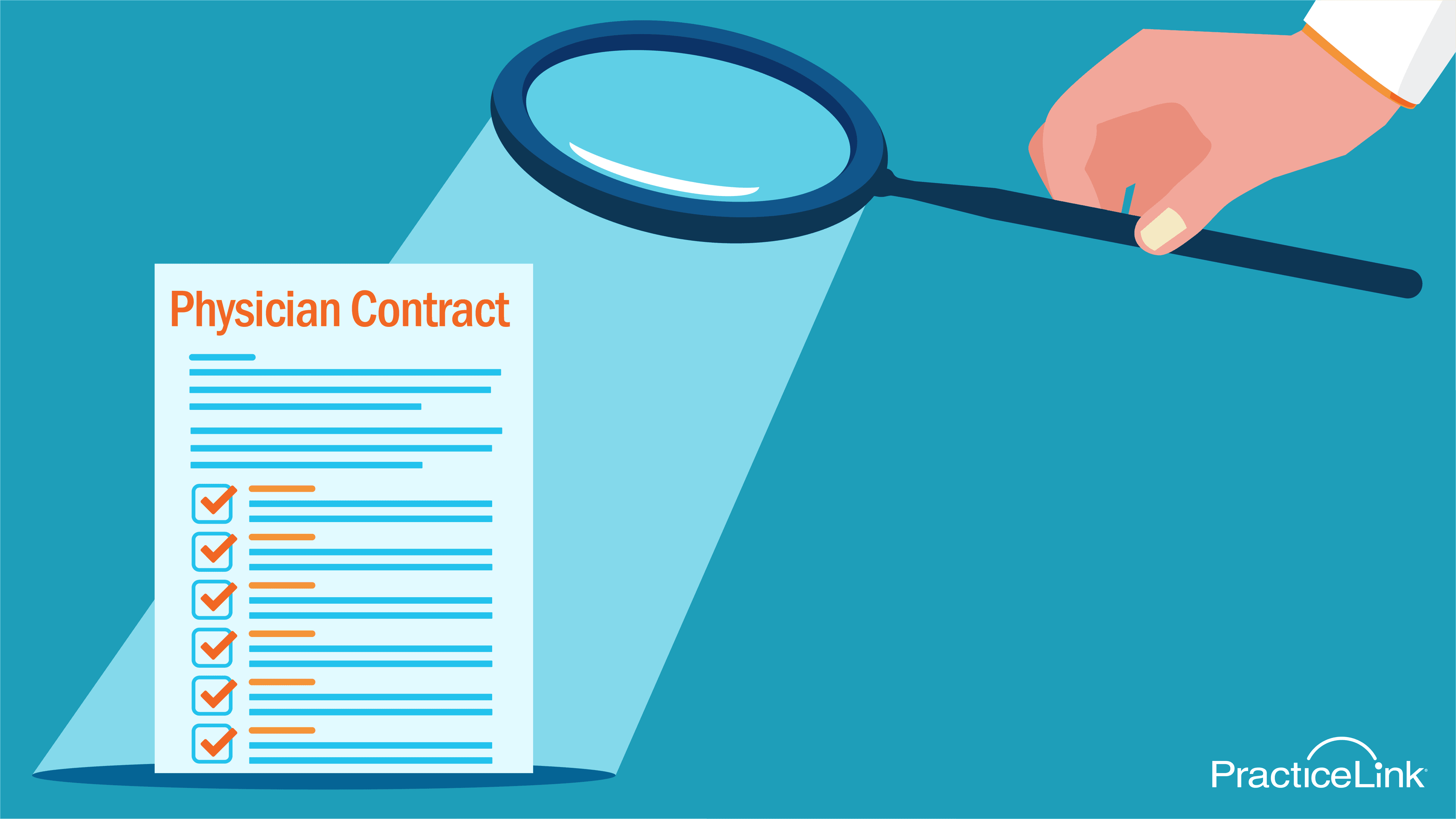magnifying glass looking at trends in physician contracts