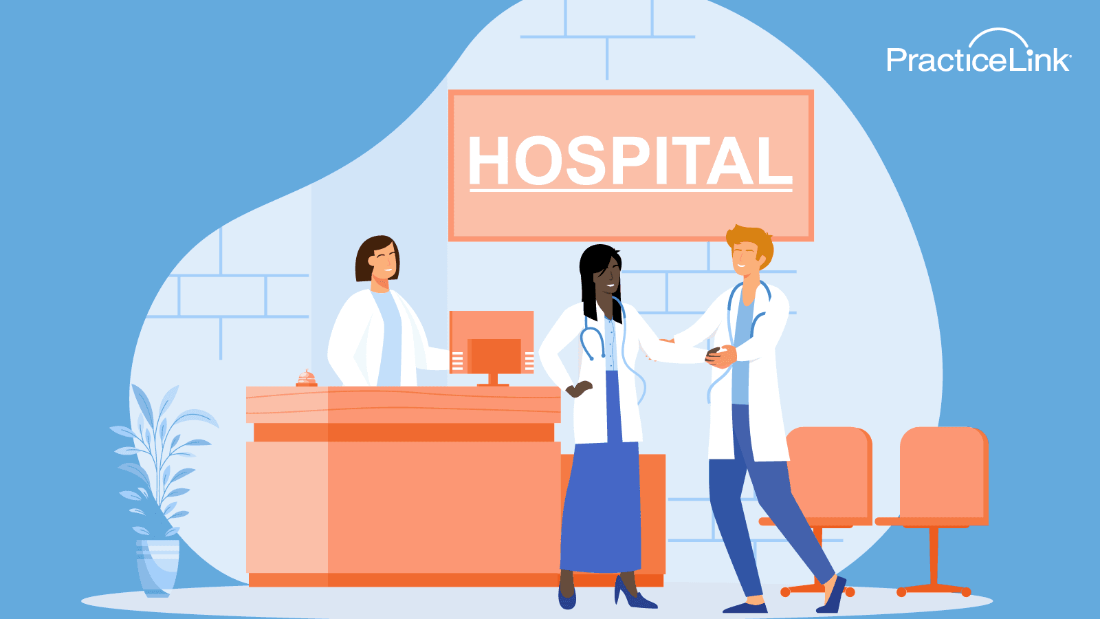 physicians greeting one another and starting a new physician role