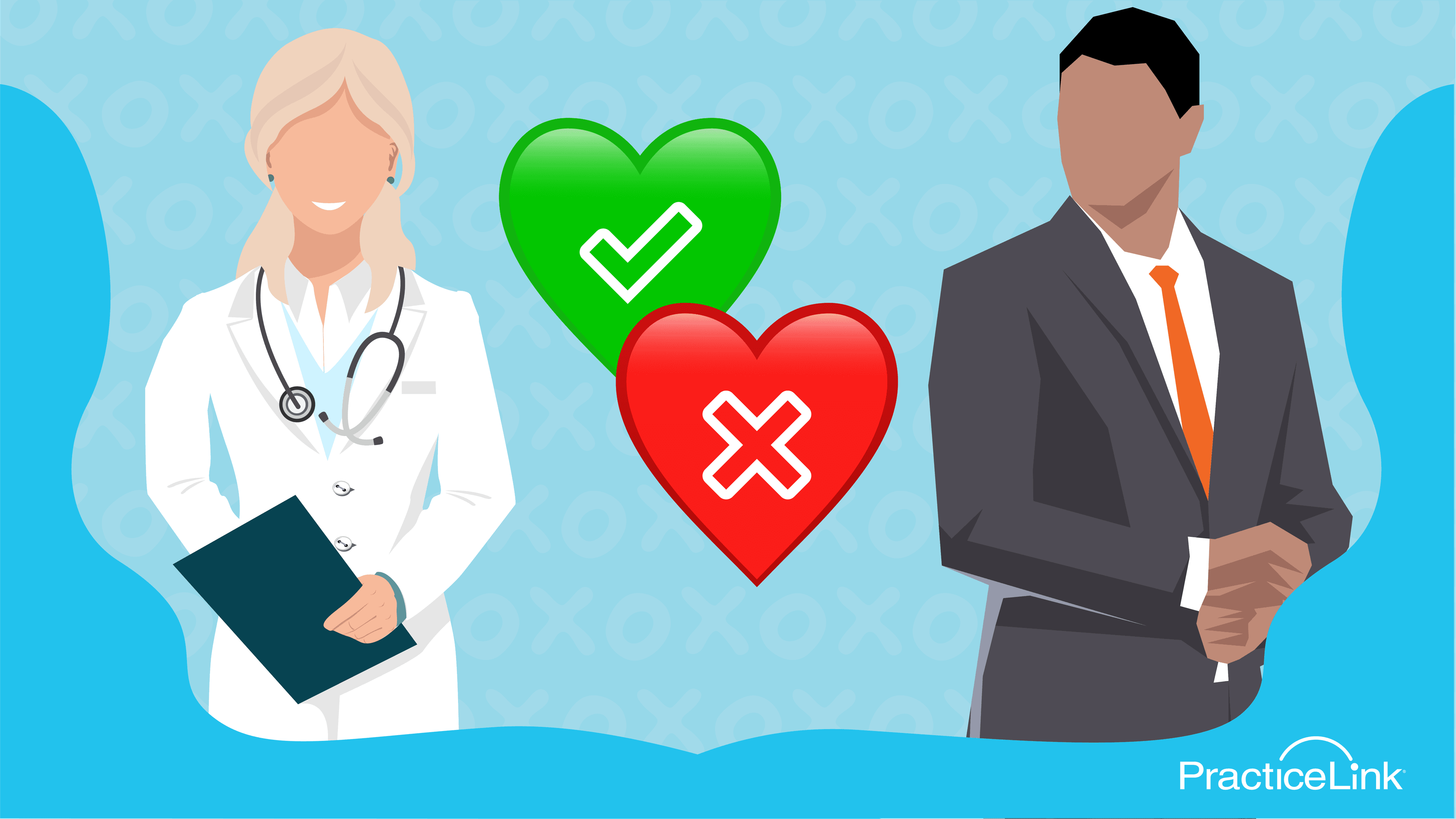 Animated image of two doctors for dating a doctor pros and cons.