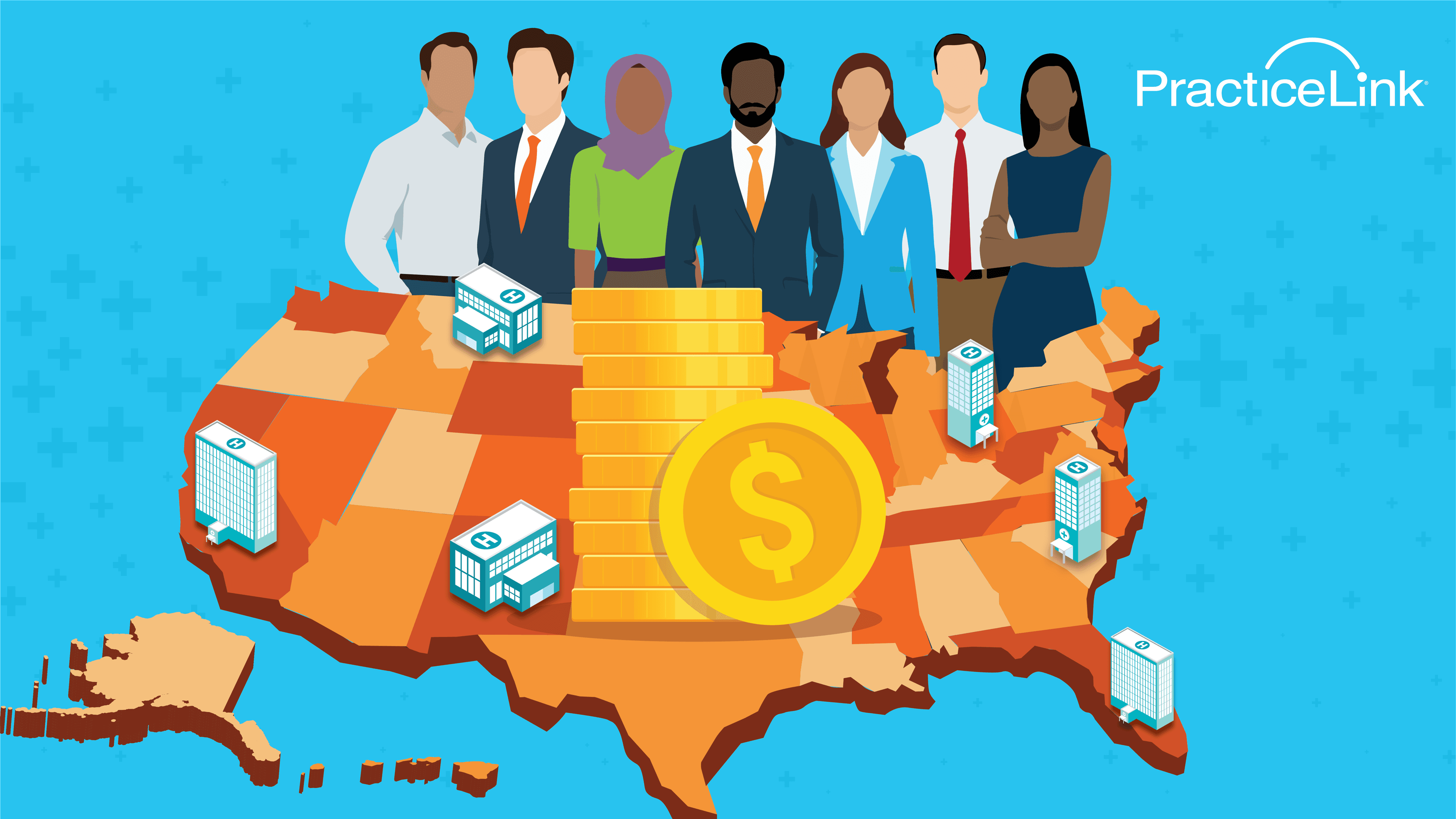 Animated image of how make physician recruiters make in the US.