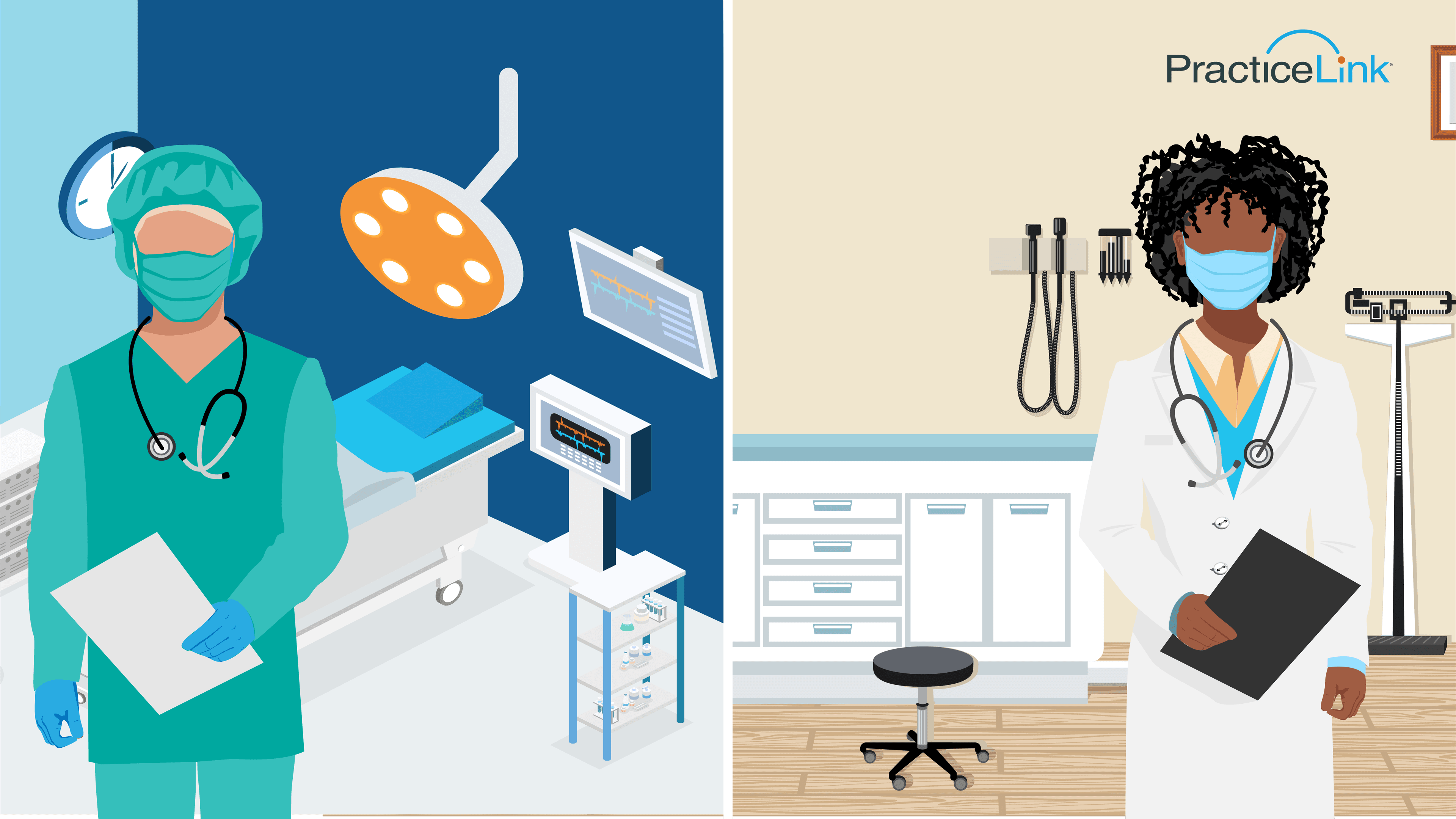 Animated image showing the difference between a surgeon and a physician.