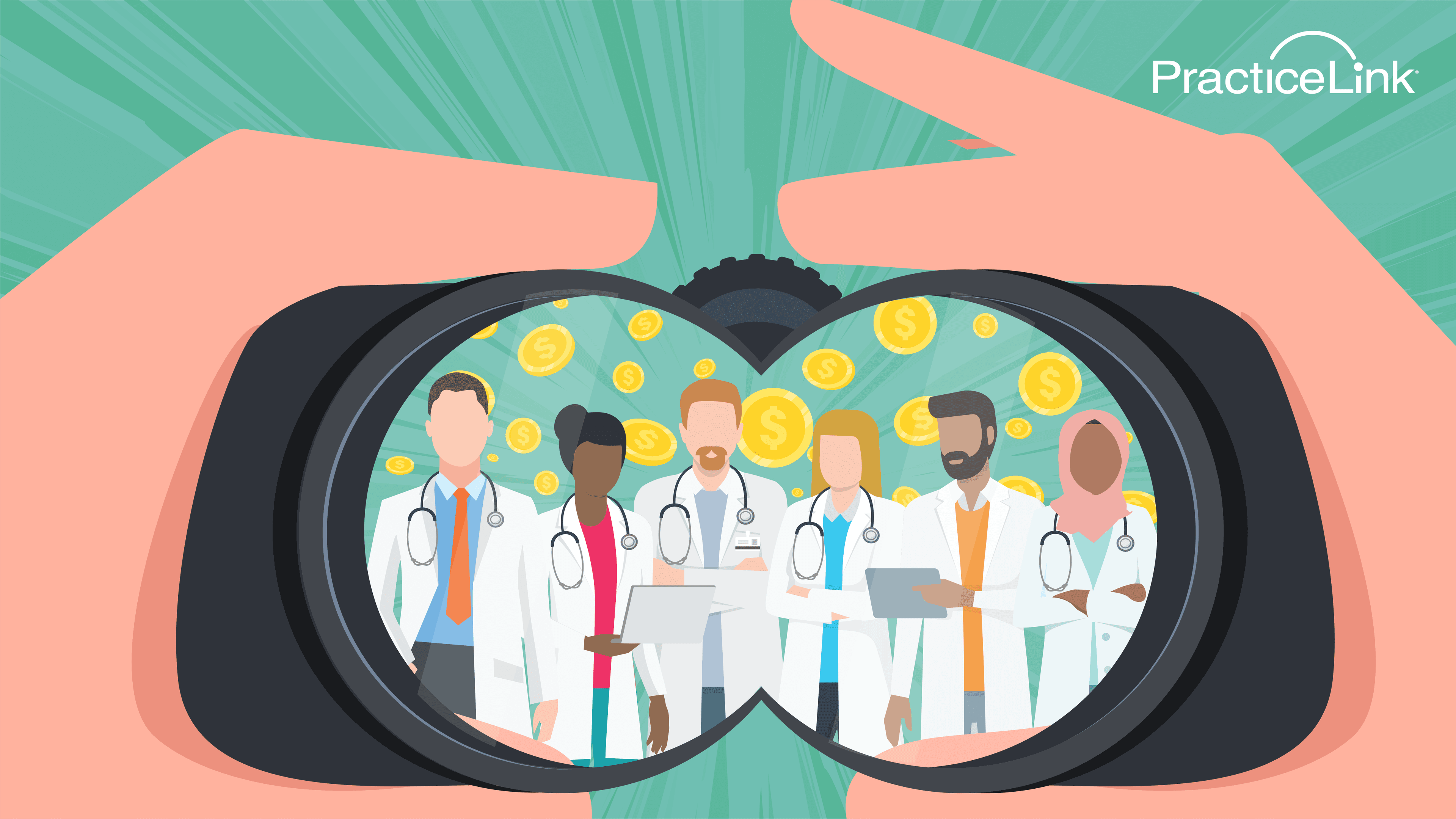 Animated image of physicians wondering about which type of doctor will have the highest salary in the future.