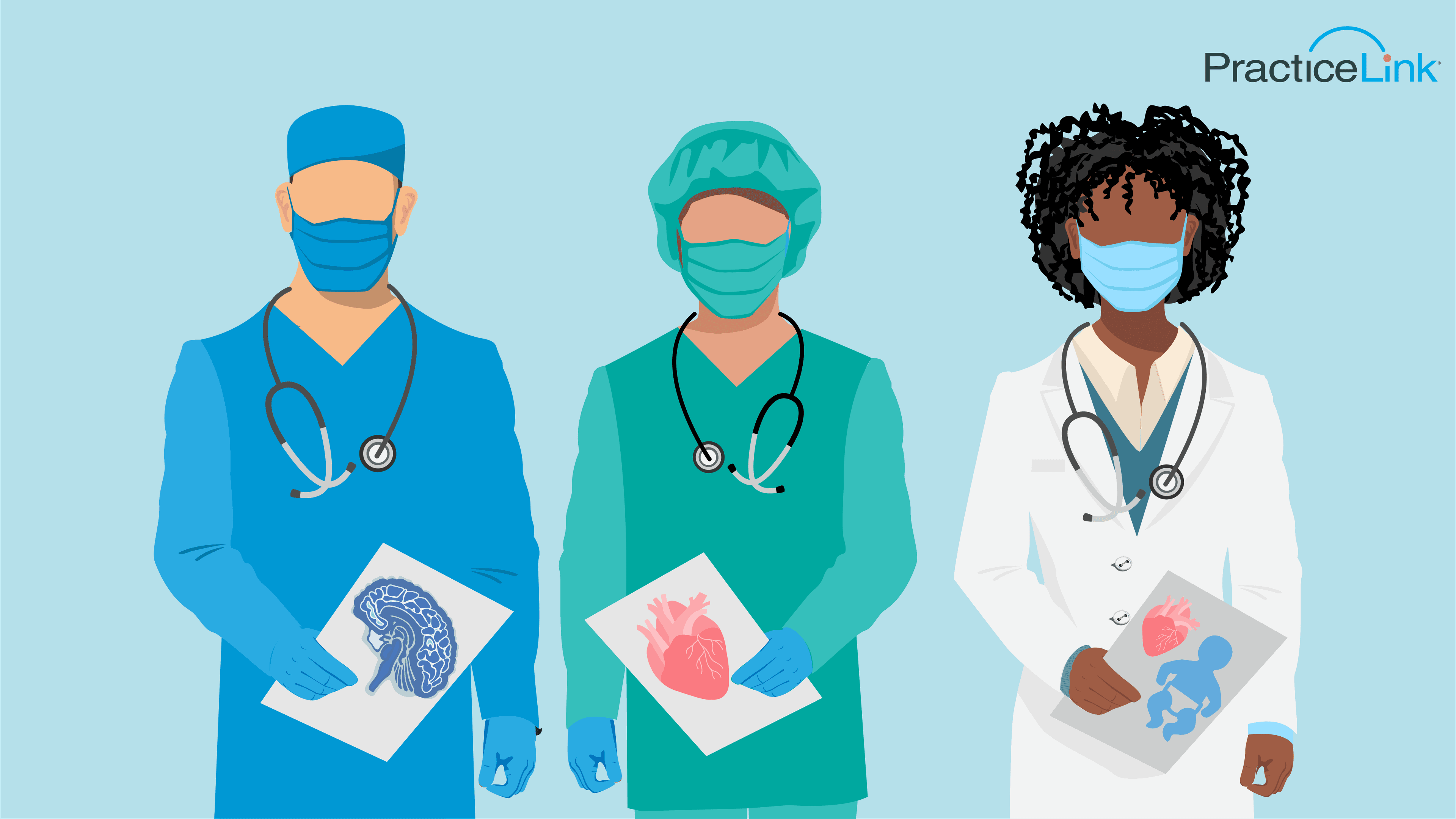 Animated image of doctors of different specialties.