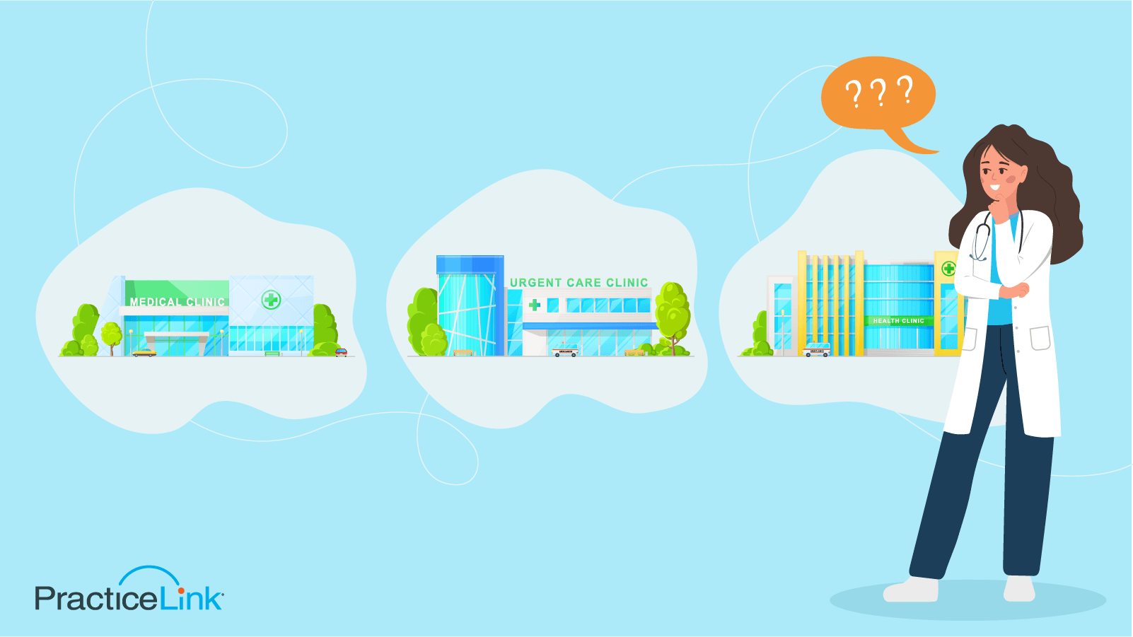 Animated image of a physician choosing their first medical practice.