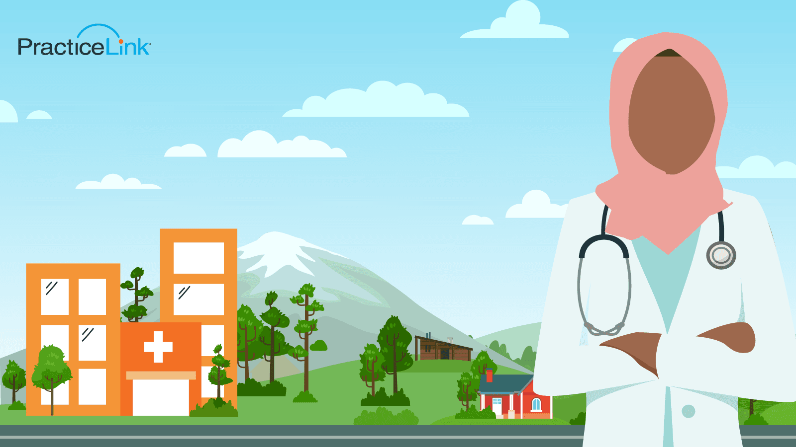 Animated image of international physicians overcoming isolation in rural area.