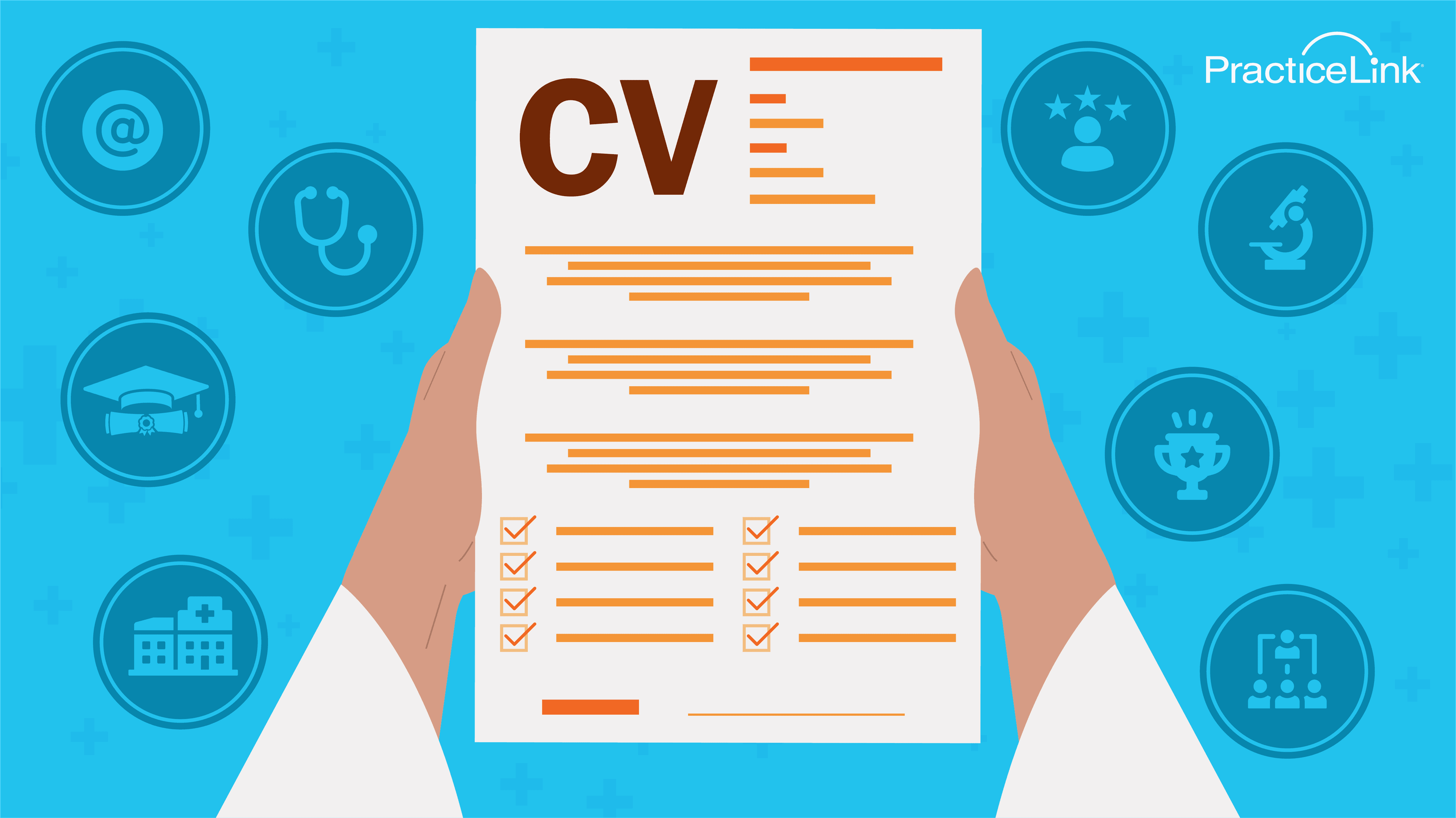 A physician holding their completed CV with the proper formatting.