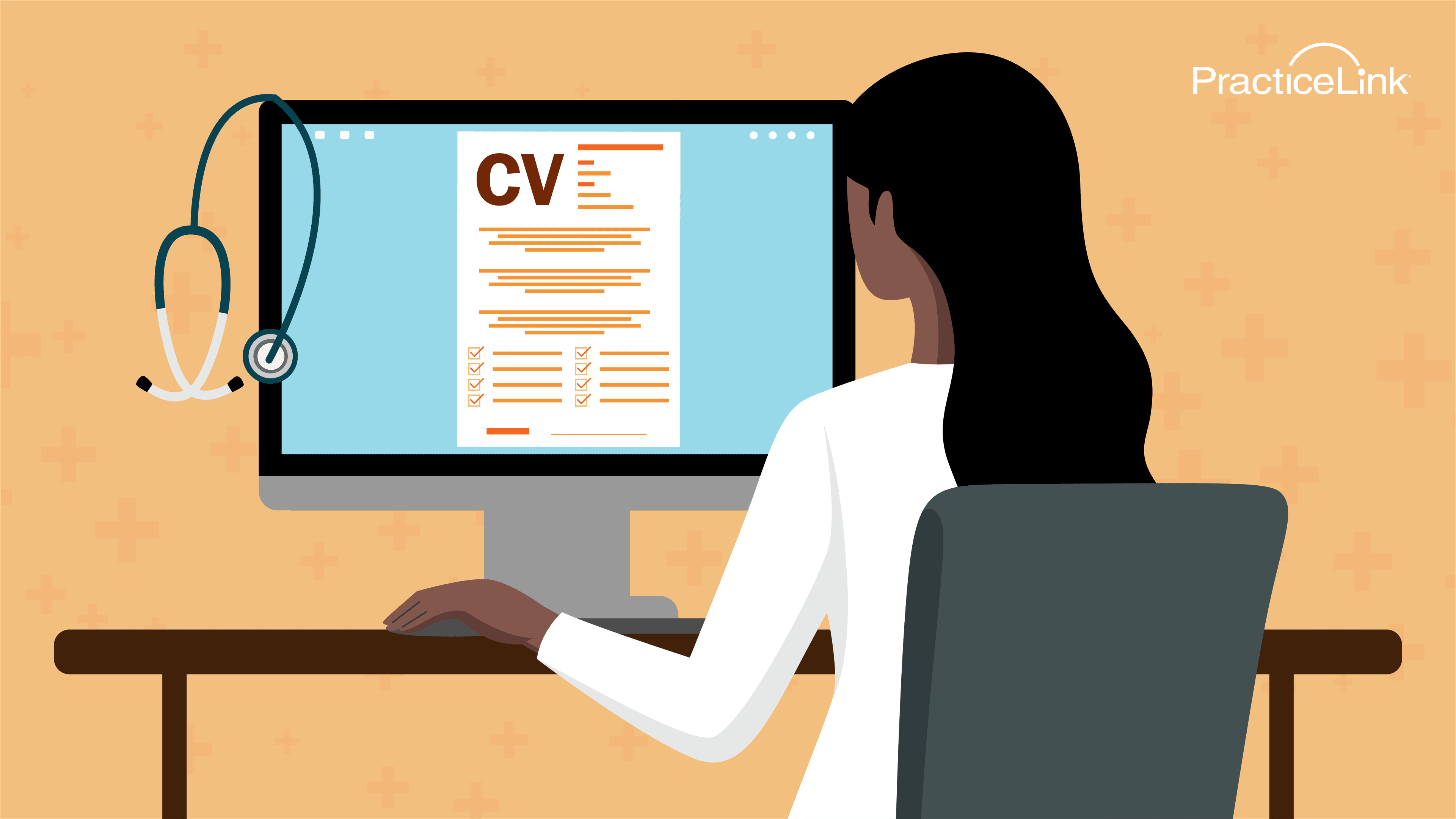 A physician showcasing their simple CV format on their work computer.