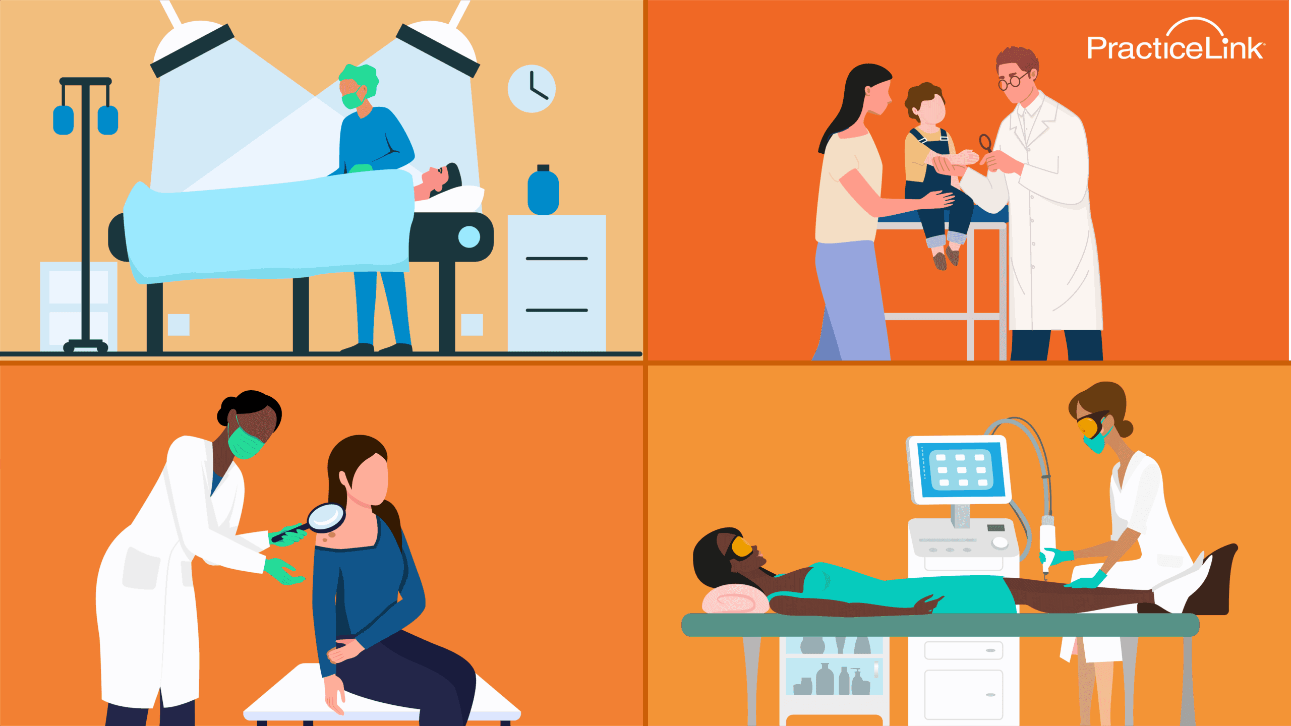 Physicians showcasing all the different duties of dermatologists.