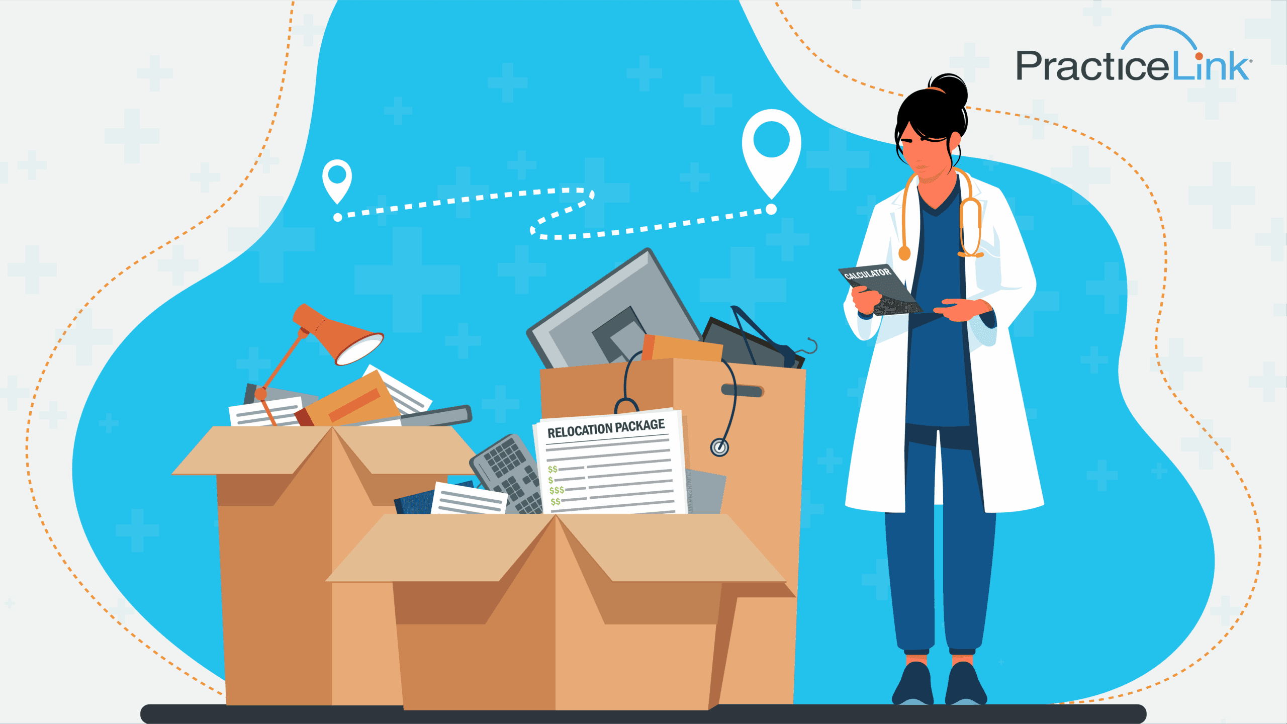 A physician calculating. their physician relocation allowance package.