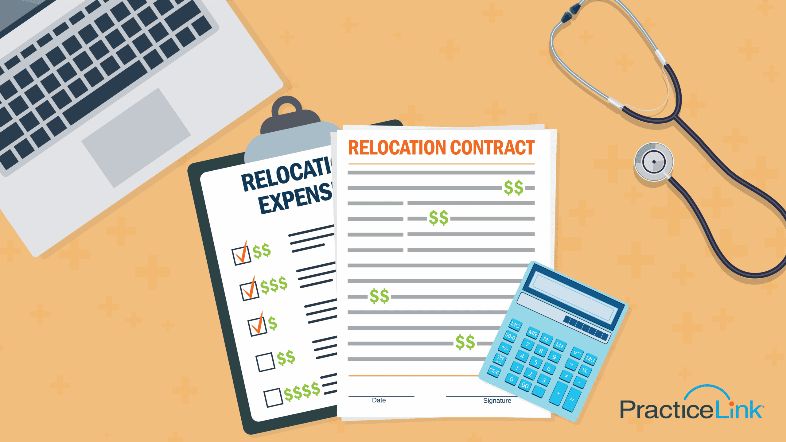 A relocation contract and a relocation expenses check list.