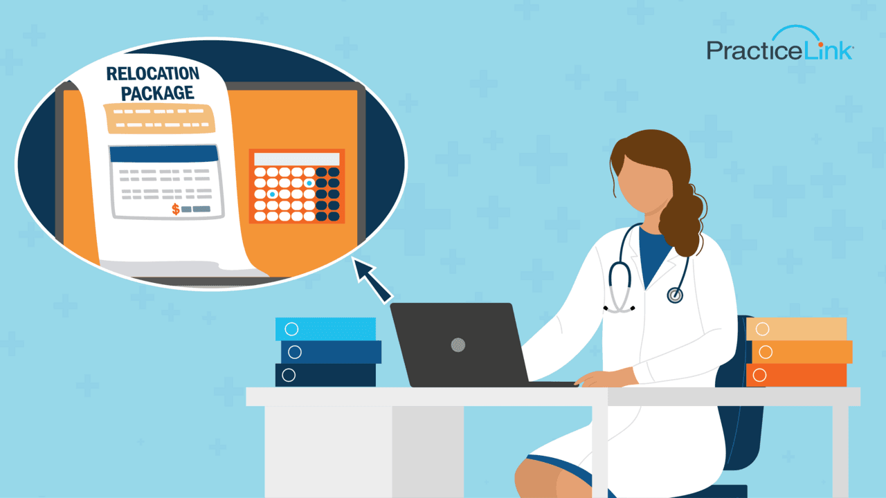 Physician learning about physician relocation package calculators.