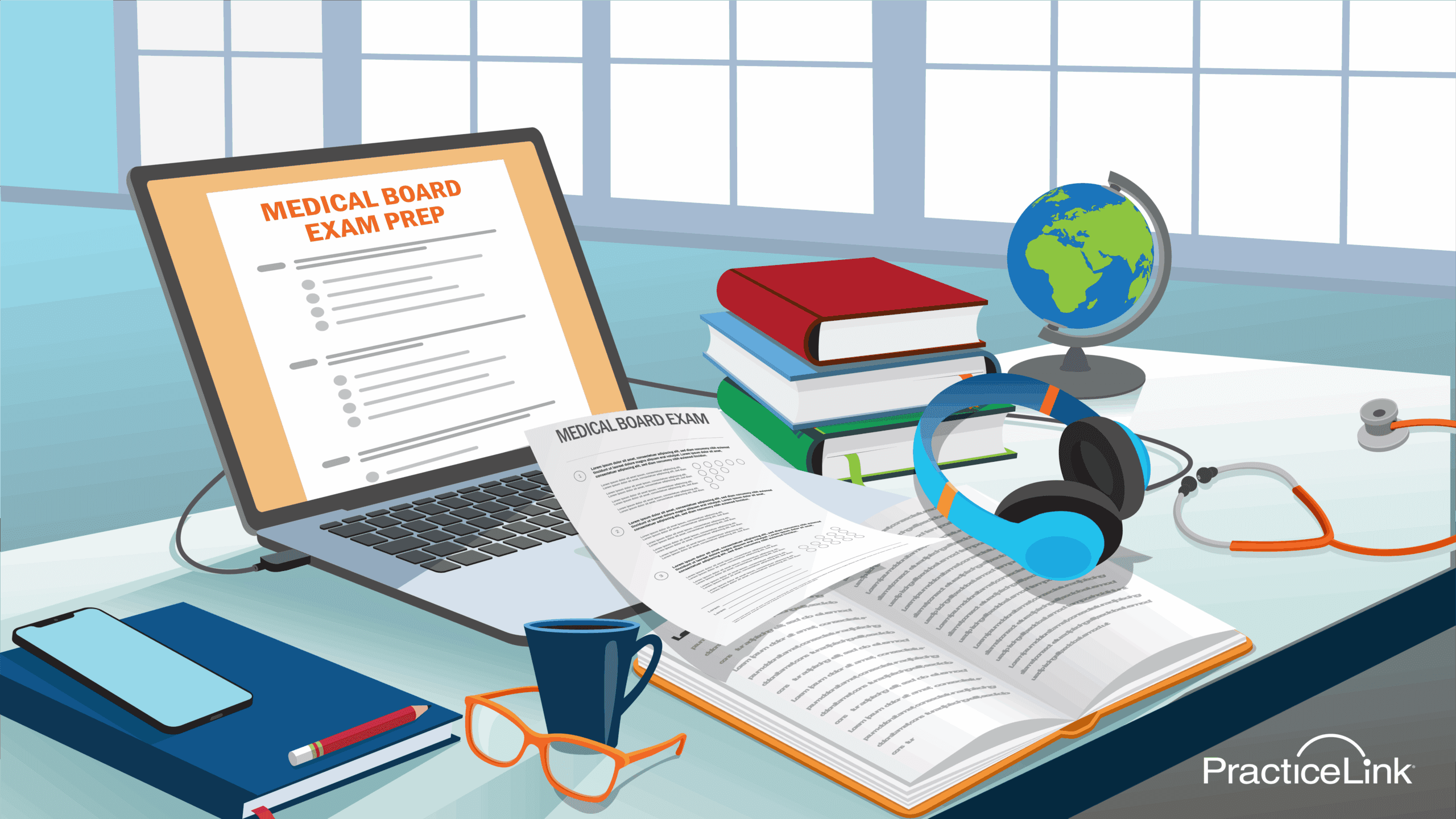 An image of a medical student learning how to prepare for a medical board exam.