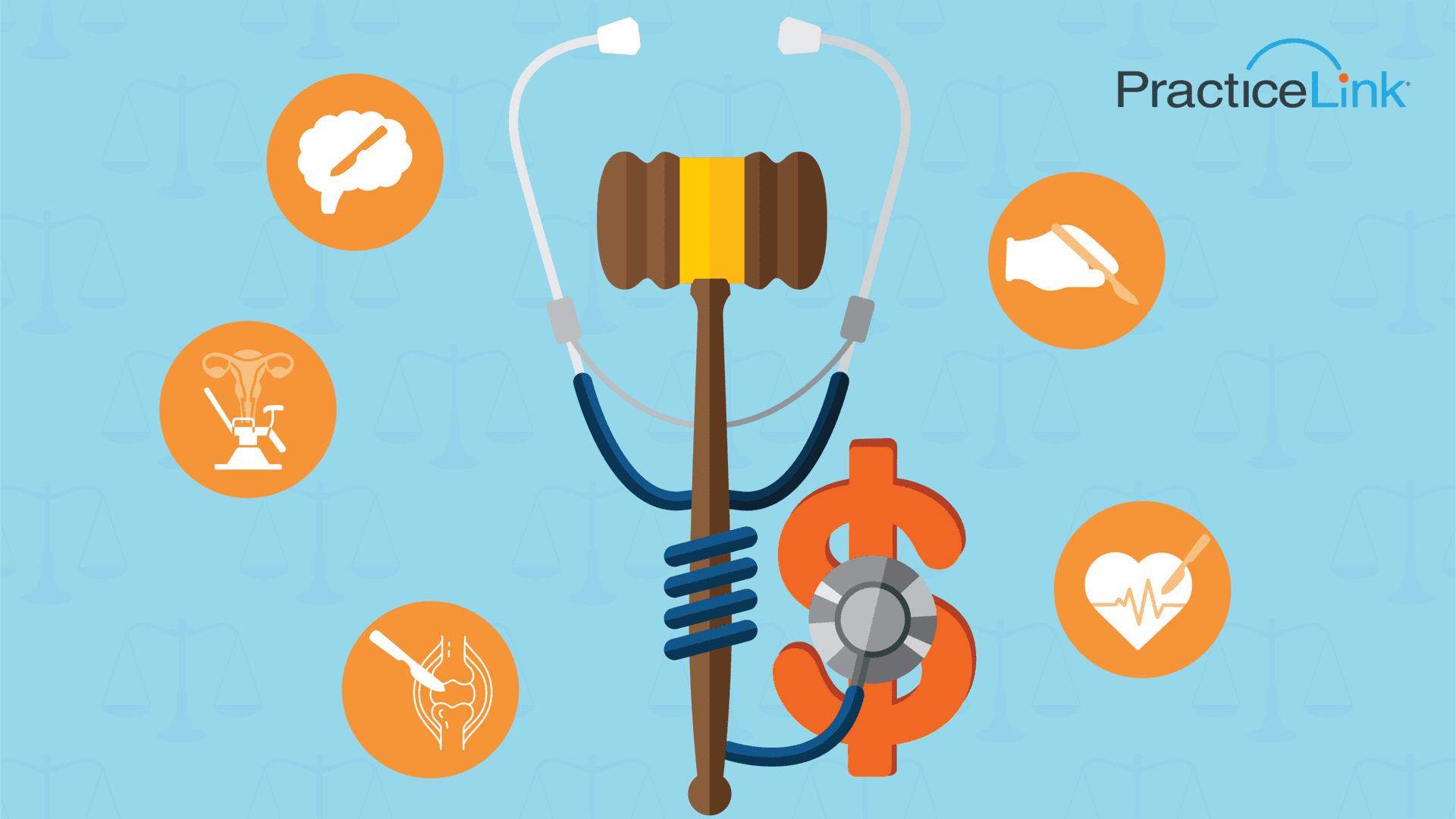 An animated image features different signifiers on the topic of which doctors have the highest malpractice insurance rates.