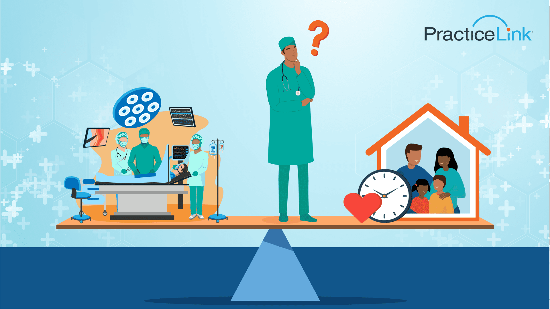 A doctor pondering questions physicians should ask about work-life balance and call.