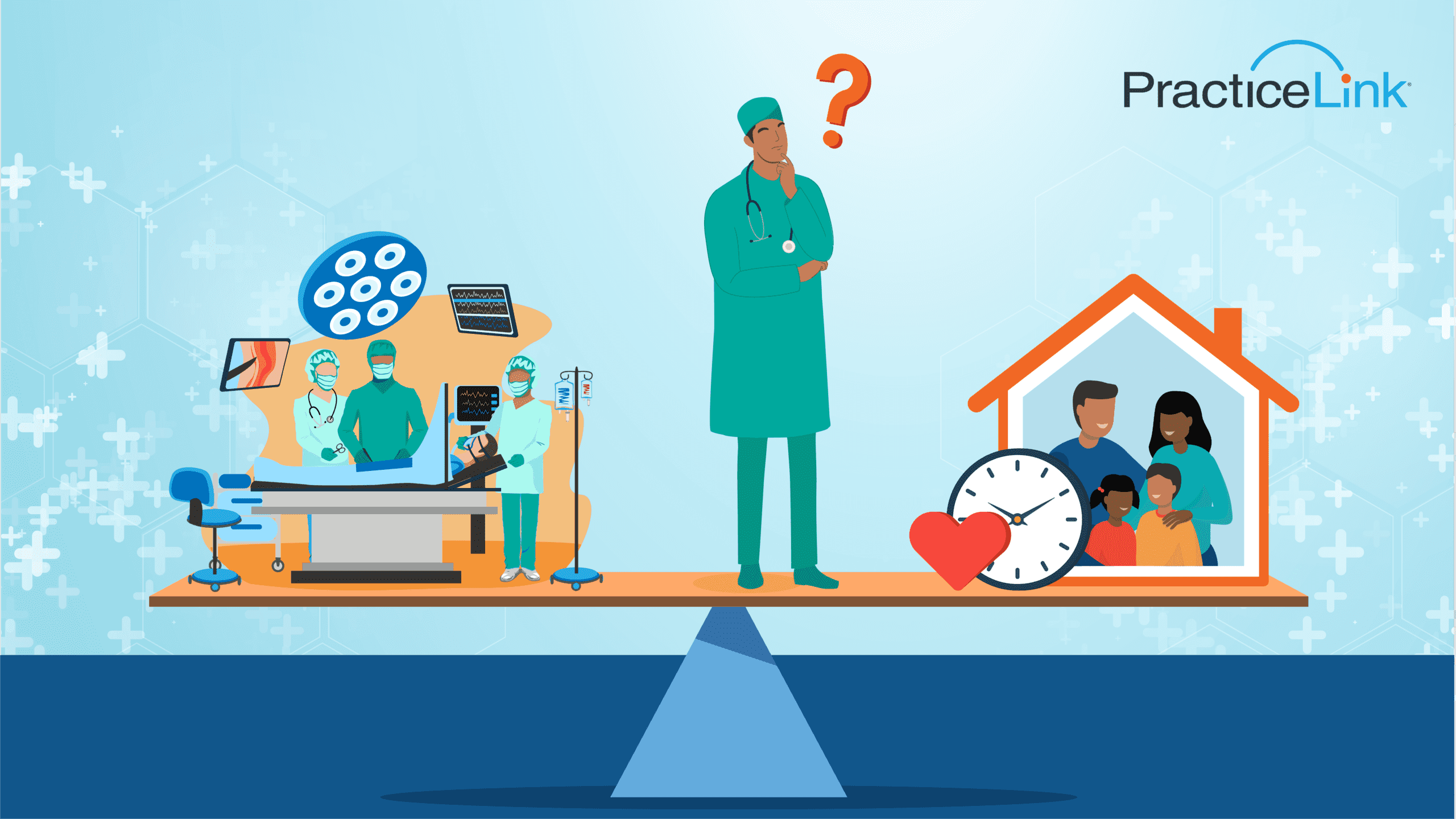 A doctor pondering questions physicians should ask about work-life balance and call.