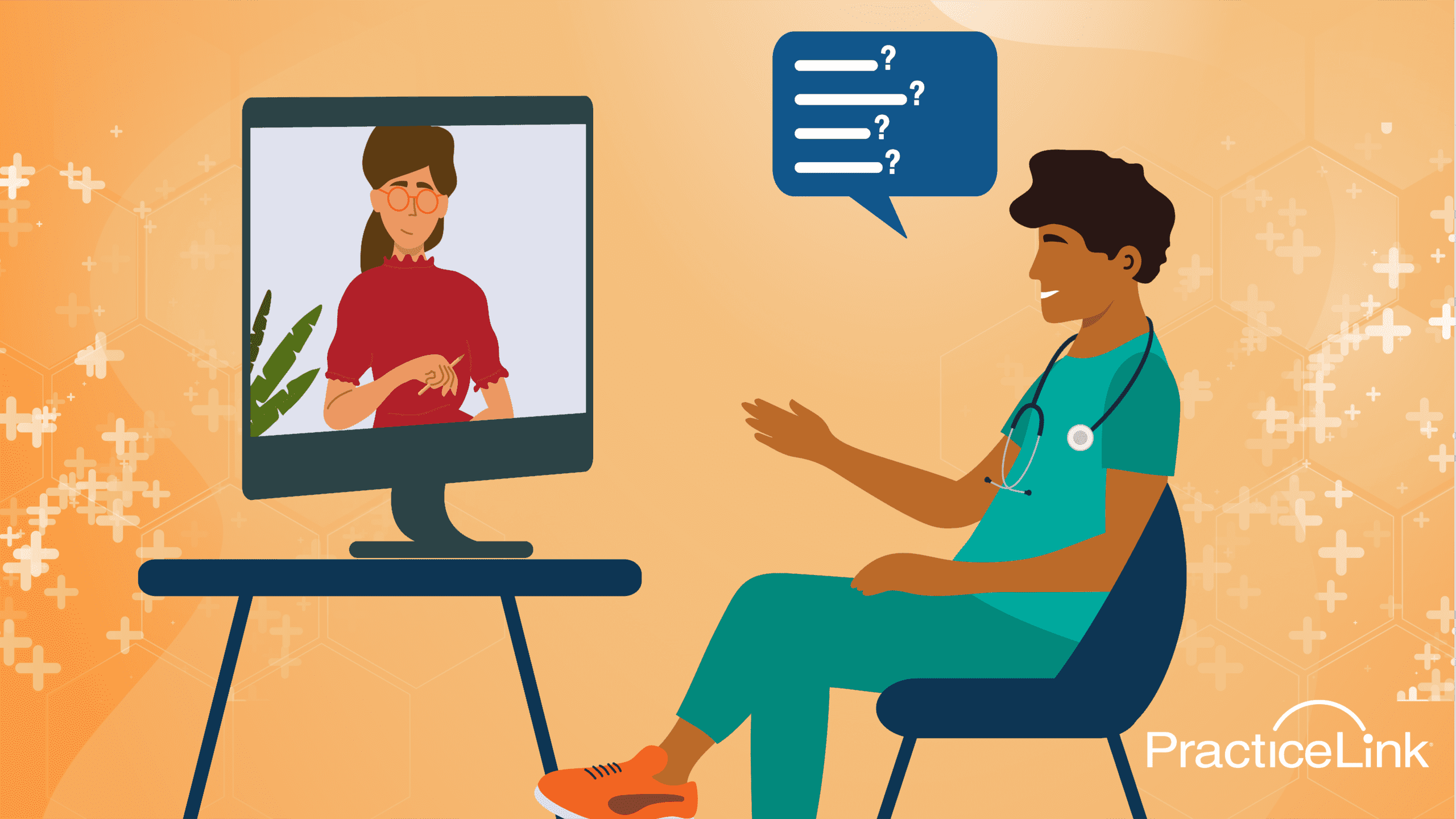 A physician learning what questions to ask during a virtual interview.