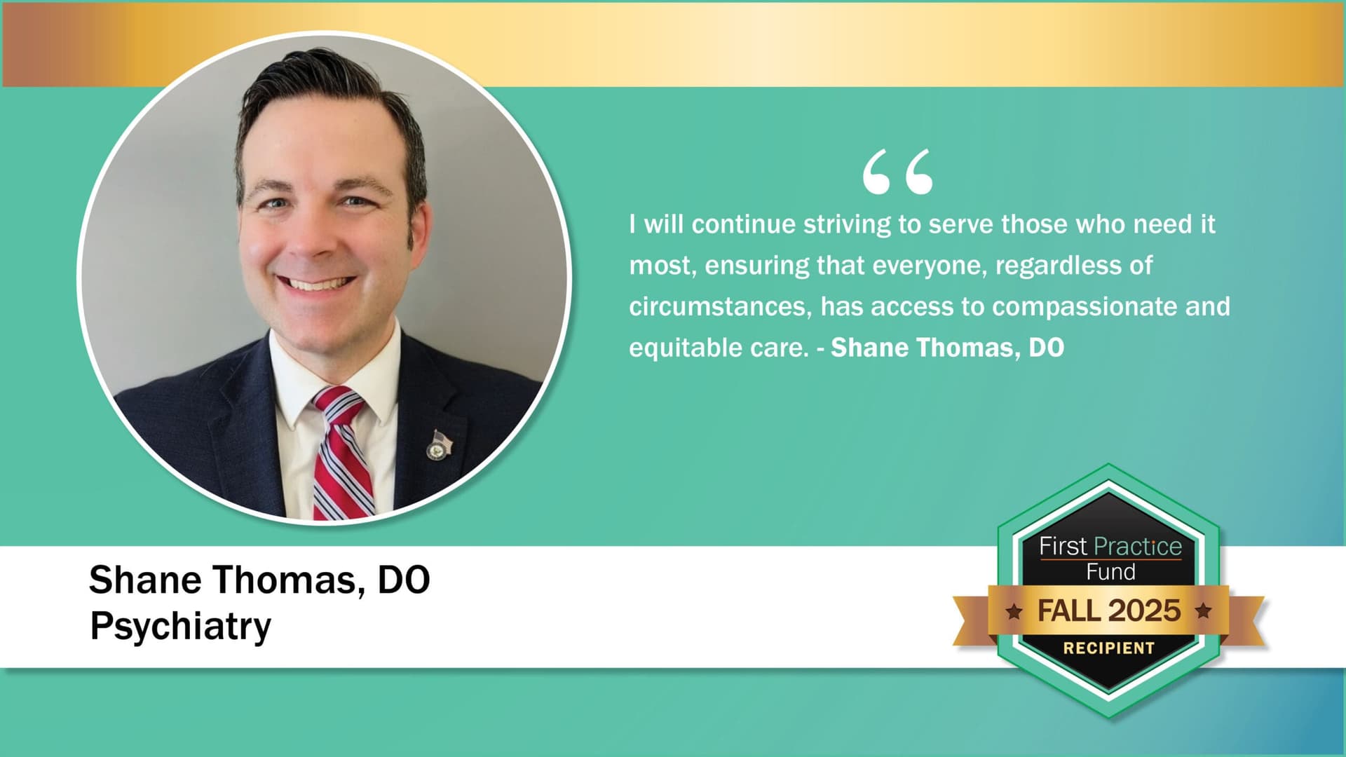 Shane Thomas, First Practice Fund Winner