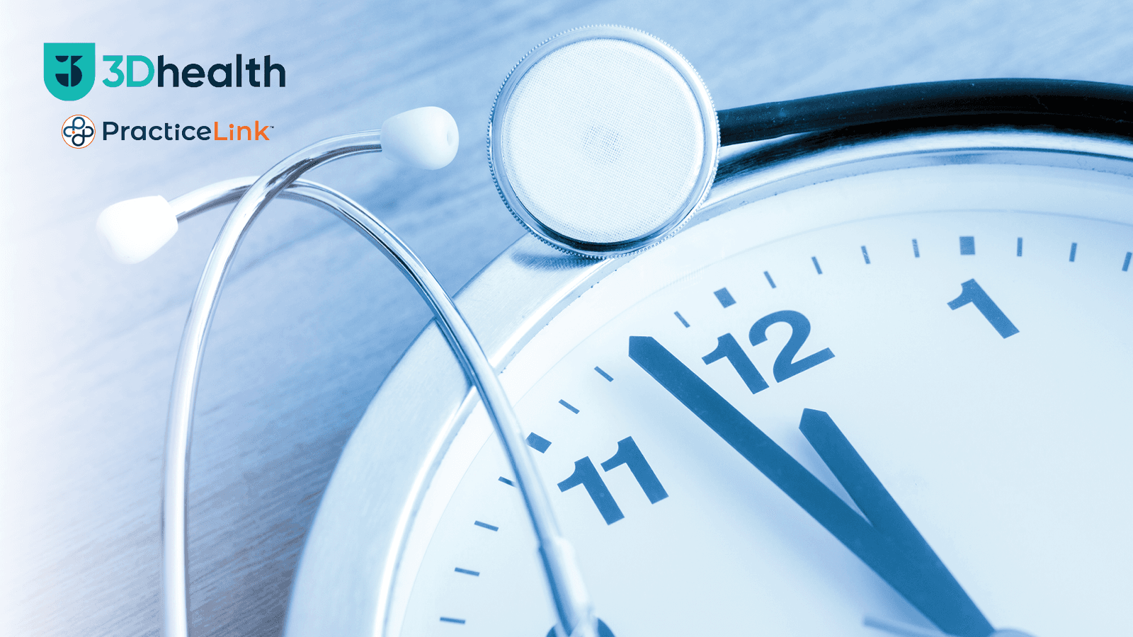 3D Health image of stethoscope and ticking clock.