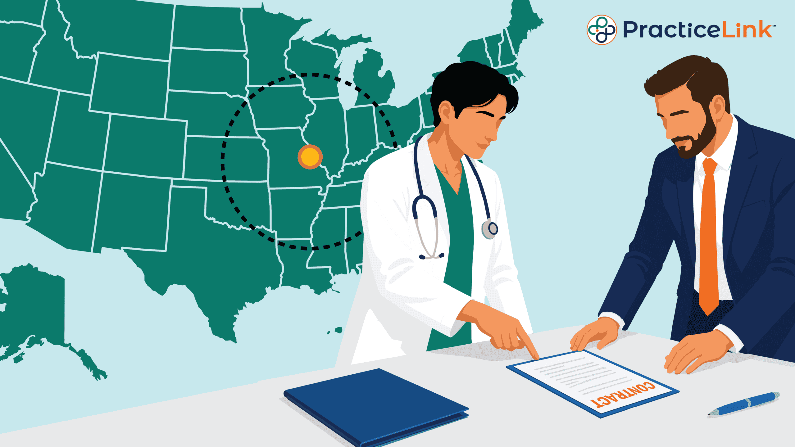 A physician and a lawyer discussing how to negotiate a noncompete.