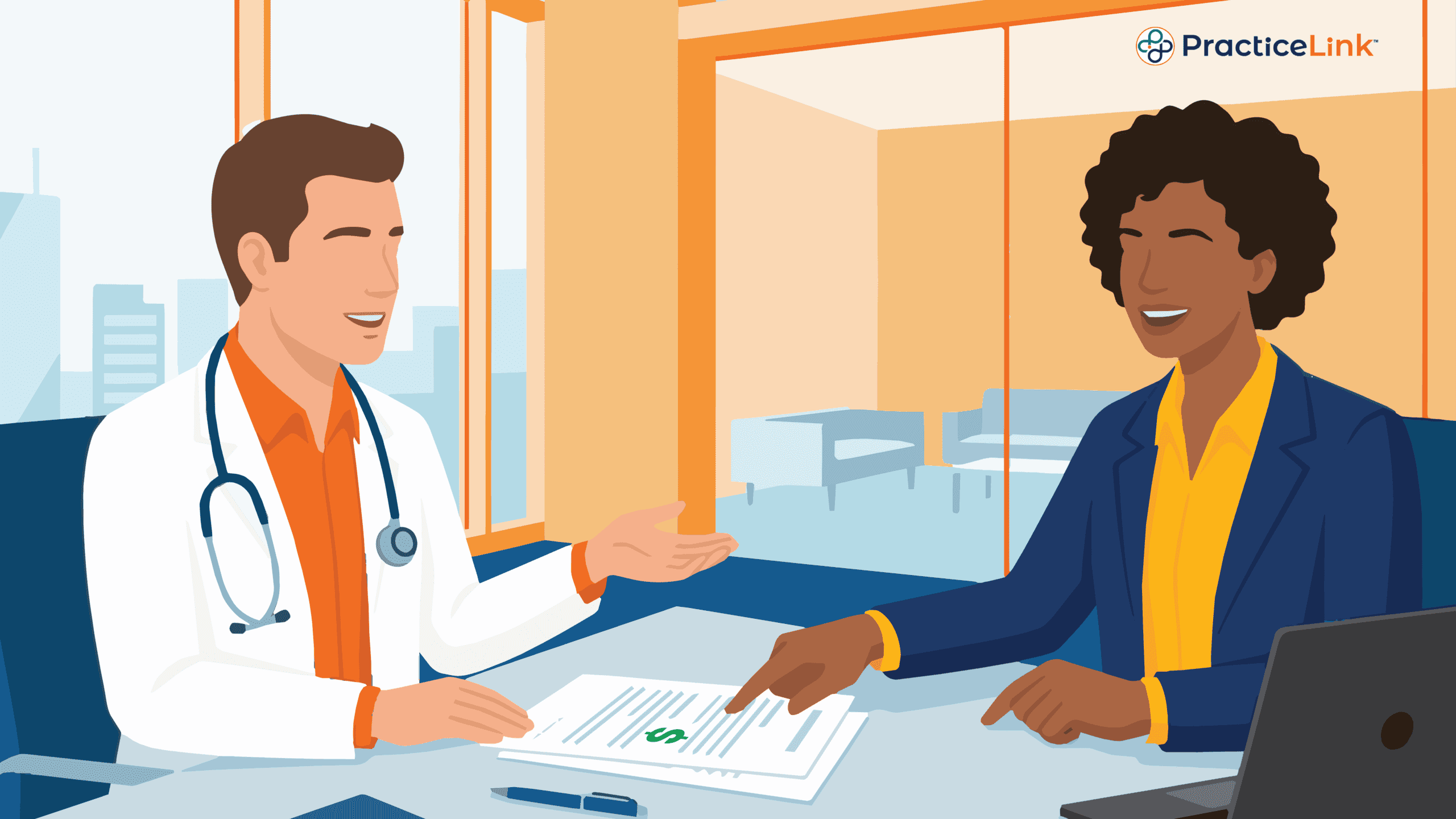 A healthcare lawyer providing physician salary negotiation tips to a doctor.