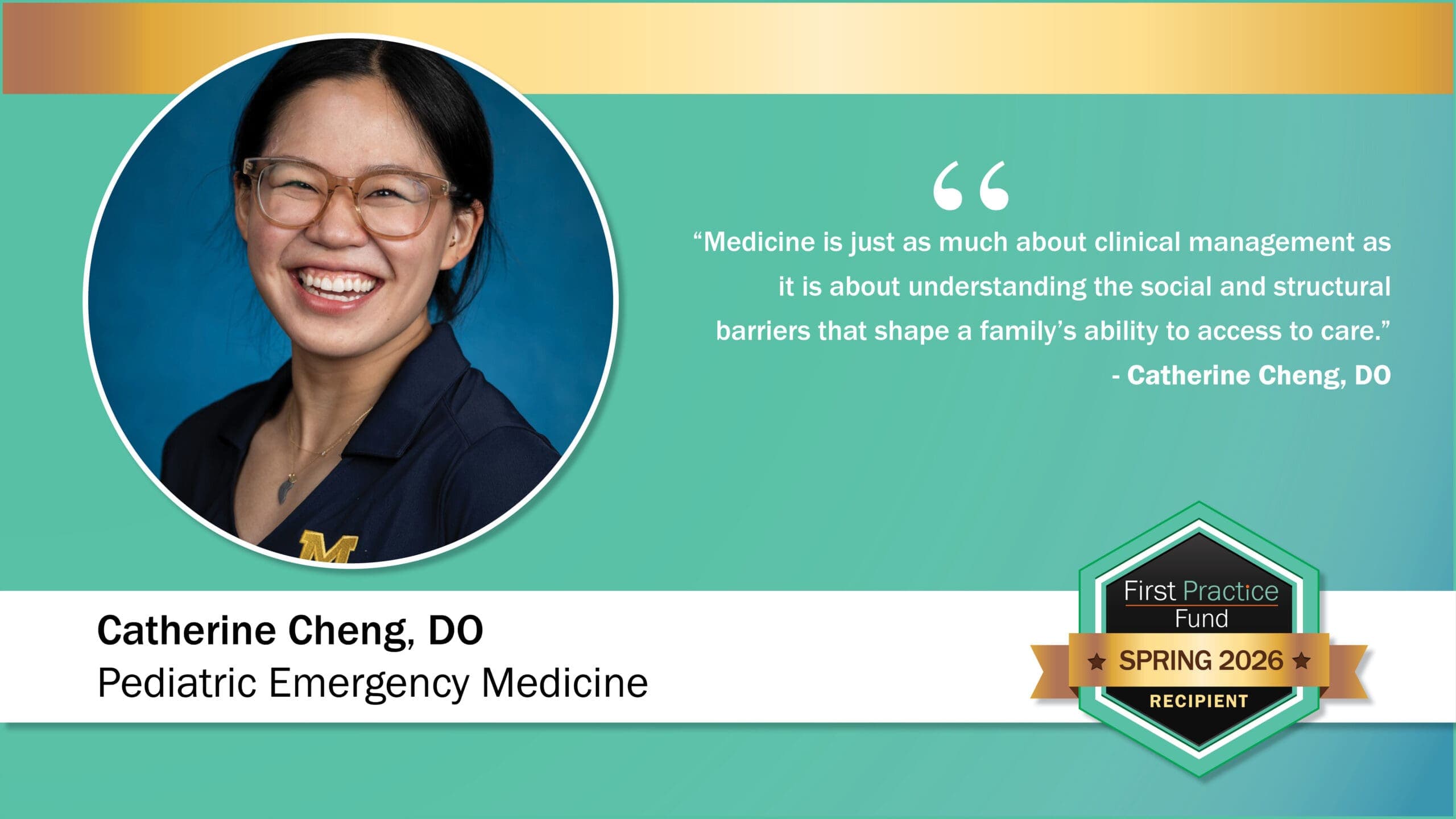 Dr. Catherine Cheng, First Practice Fund recipient