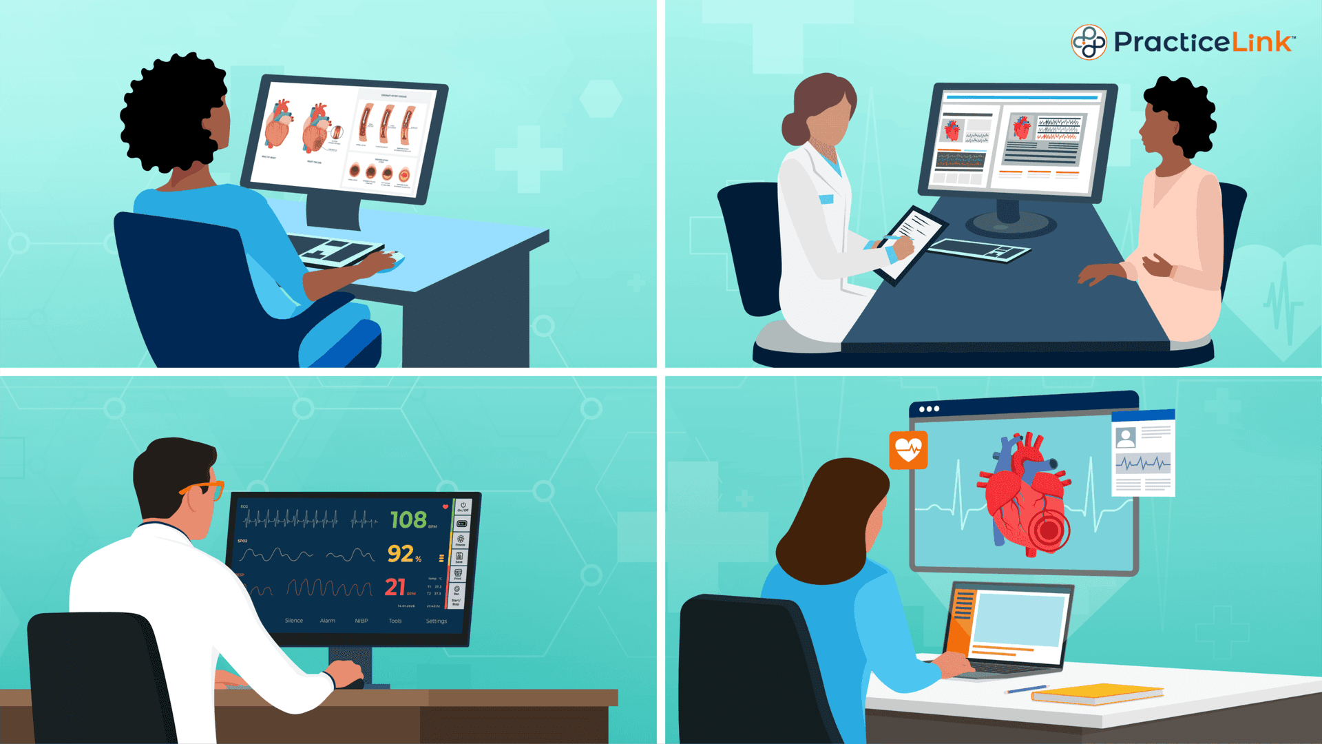 Physicians researching cardiology career paths, training and job opportunities.