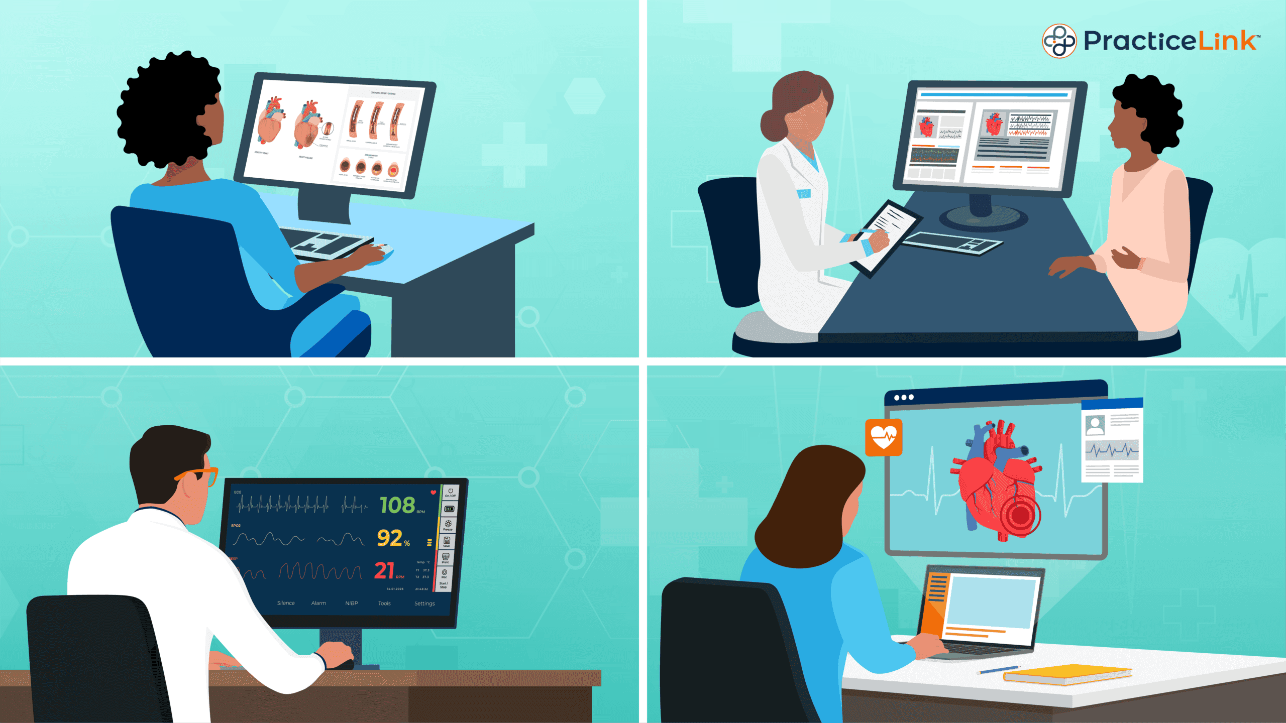 Physicians researching cardiology career paths, training and job opportunities.